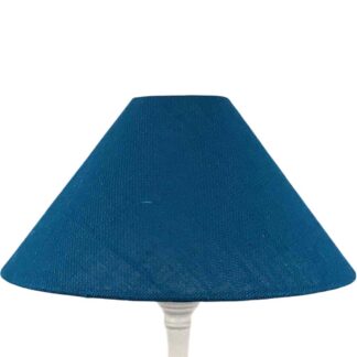 Blue azure hessian coolie lampshade with natural woven texture