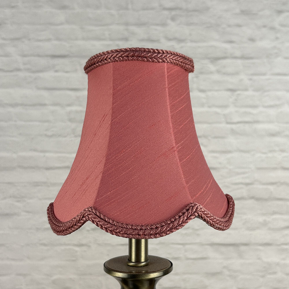 Bon bon faux silk scalloped chandelier shade with plait trim unlit