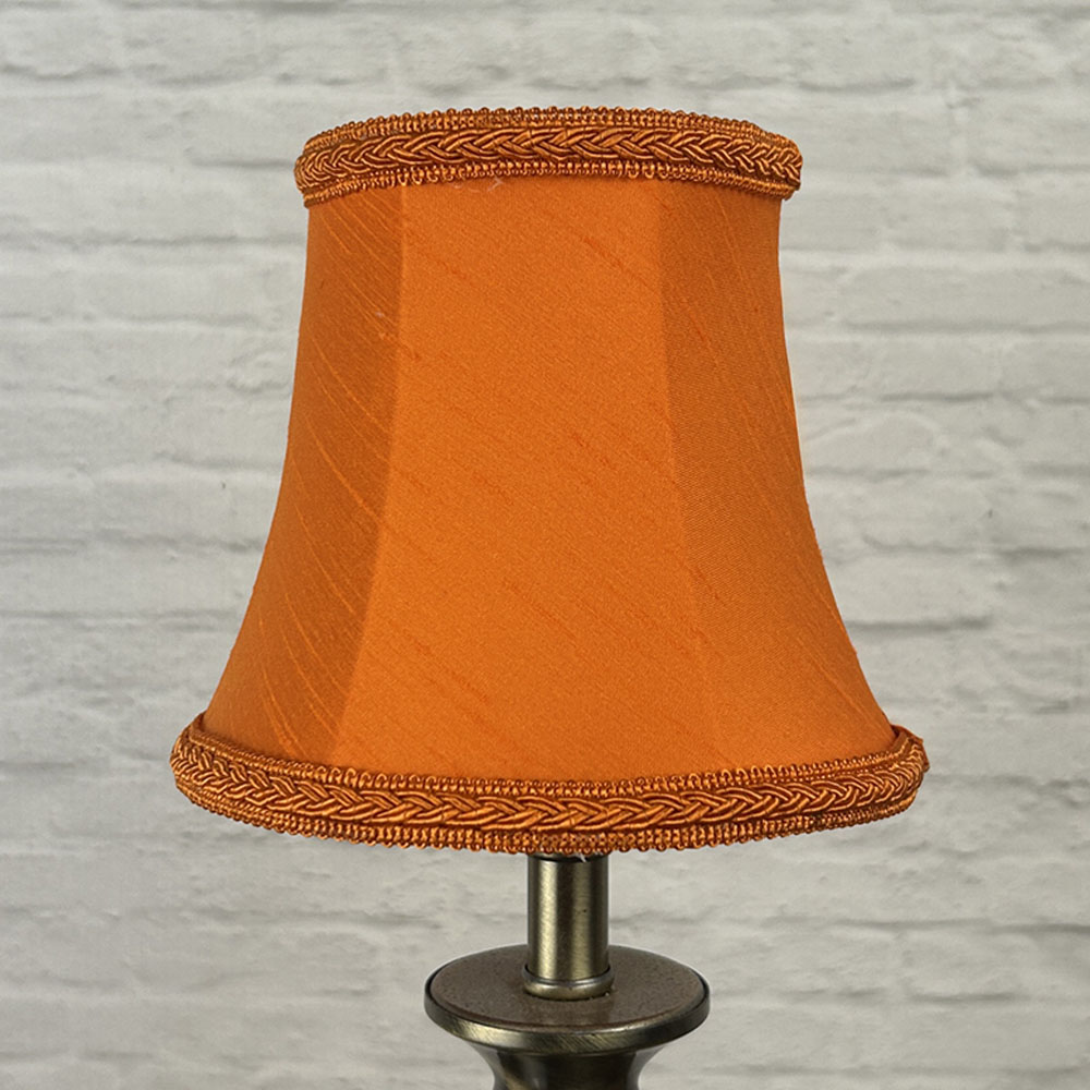 Pumpkin faux silk bowed chandelier shade unlit