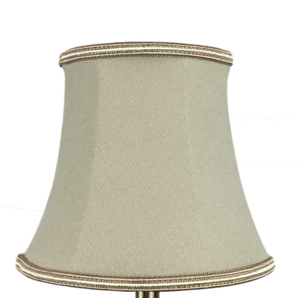 Bowed brushed cotton chandelier shade in fawn with oyster soutache trim