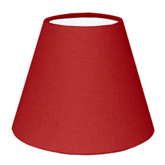 Red brushed cotton empire candle shade with white PVC lining
