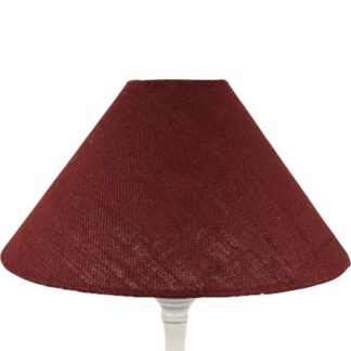Red claret hessian coolie lampshade with natural woven texture