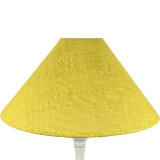 Yellow saffron hessian coolie lampshade with natural woven texture