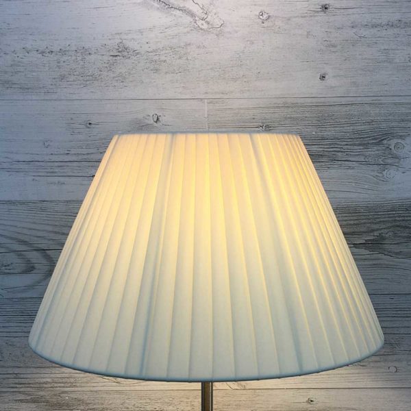 Knife Pleated Empire Lampshade in Cream Ribbon. Switched On