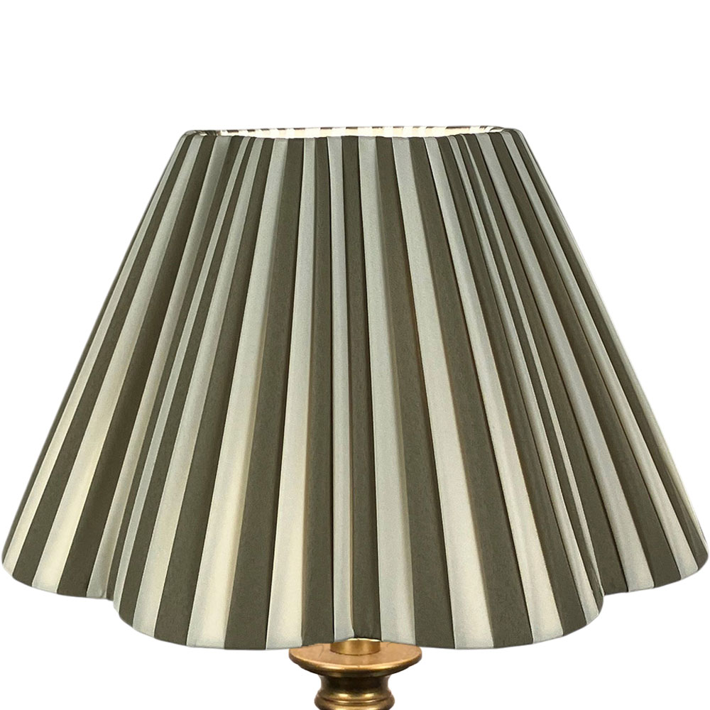 Cream and khaki ribbon wrap daisy pleated lampshade handmade in Devon