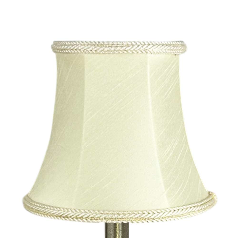 Bowed faux silk chandelier shade in cream with matching rope trim