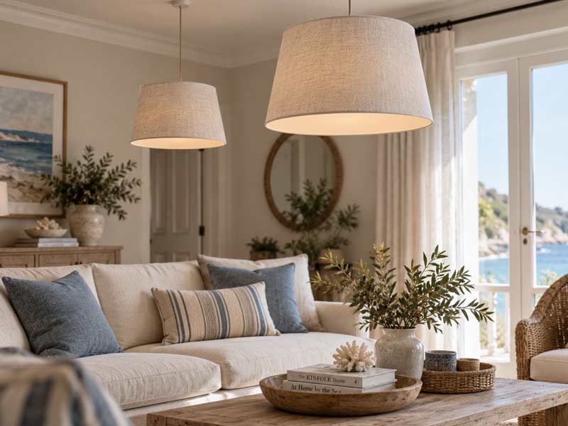 french-drum-ceiling-lampshades French drum lampshades used as a ceiling lampshade