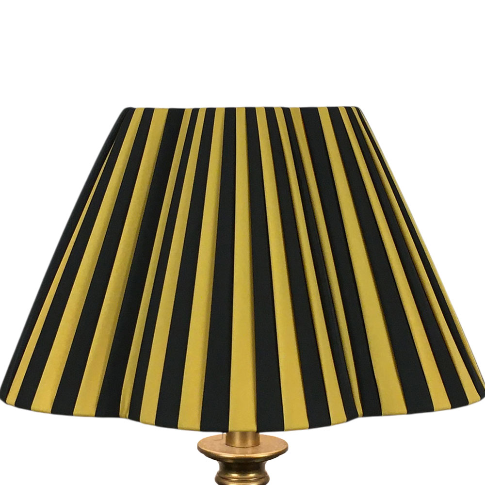 Gold and black ribbon wrap daisy pleated lampshade handmade in Devon