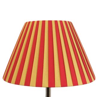 Gold and red pleated empire lampshade with elegant gathered fabric finish