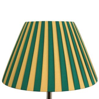 Green and gold pleated empire lampshade with elegant gathered fabric finish