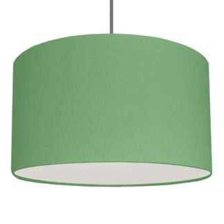 Green brushed cotton drum pendant lampshade with diffuser.