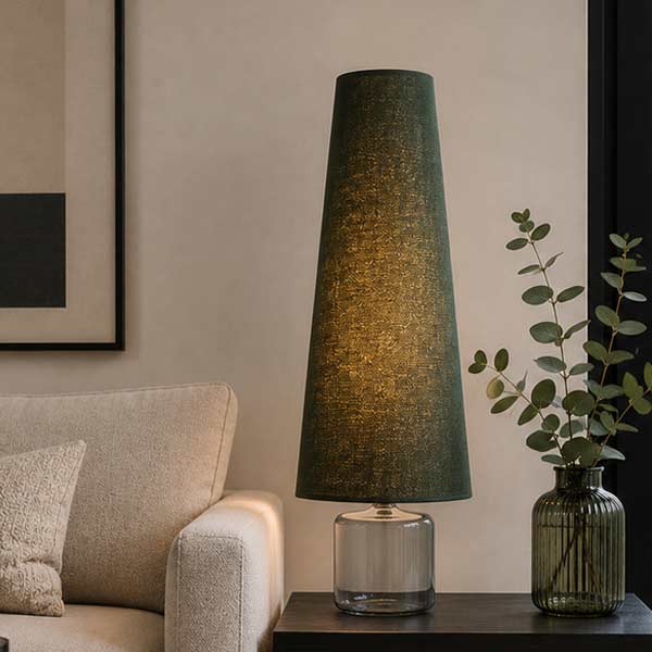 Dark green brushed cotton tall cone lampshade