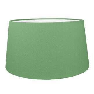 Green brushed cotton French drum lampshade with white PVC lining.
