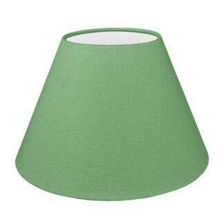 Green brushed cotton empire lampshade with white PVC lining.