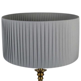 Grey pleated drum table lampshade handmade in Devon