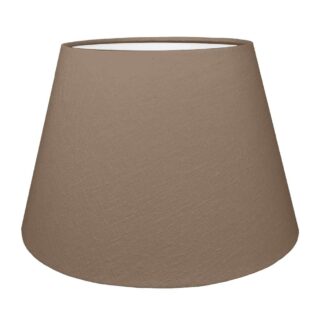 Hazelnut brushed cotton retro drum lampshade with white PVC lining.