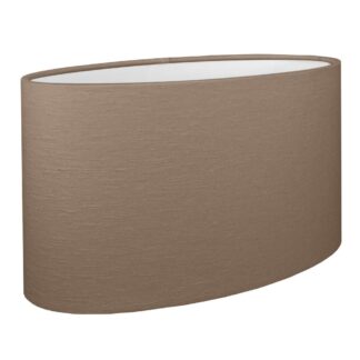 Hazelnut brushed cotton oval lampshade with white PVC lining.