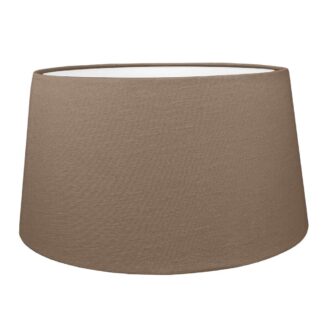 Hazelnut brushed cotton French drum lampshade with white PVC lining.