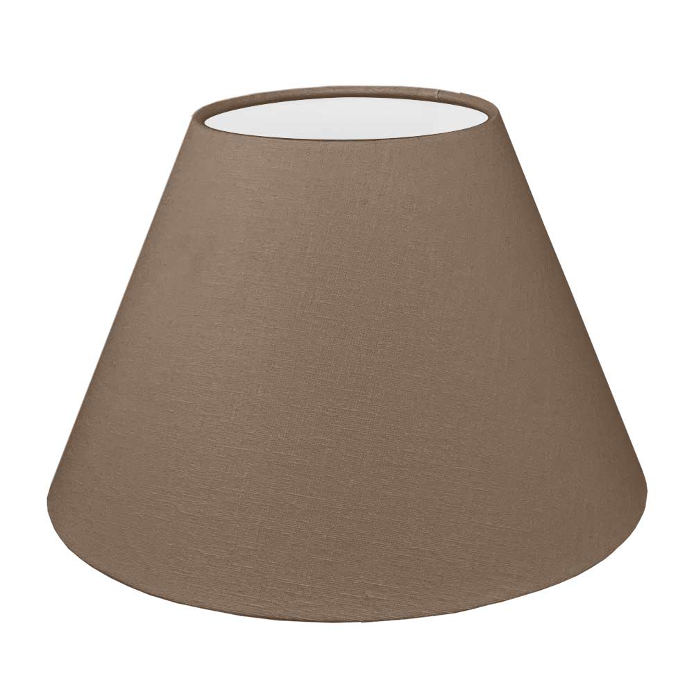 Hazelnut brushed cotton empire lampshade with white PVC lining.