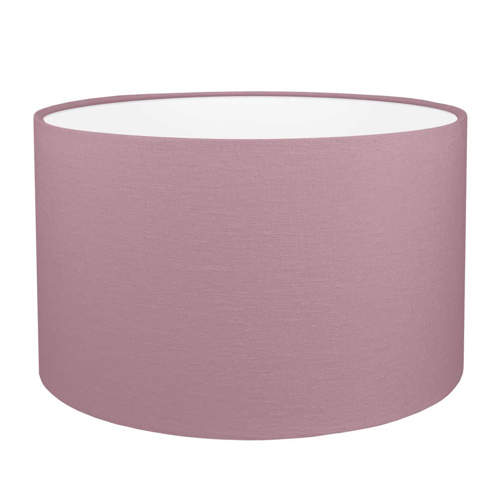 Heather brushed cotton drum lampshade with white PVC lining.