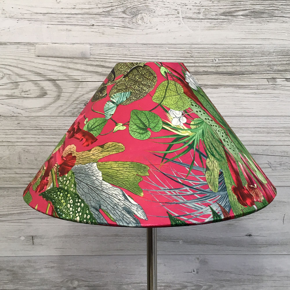 Pink Botanical Coolie Lampshade on table lamp