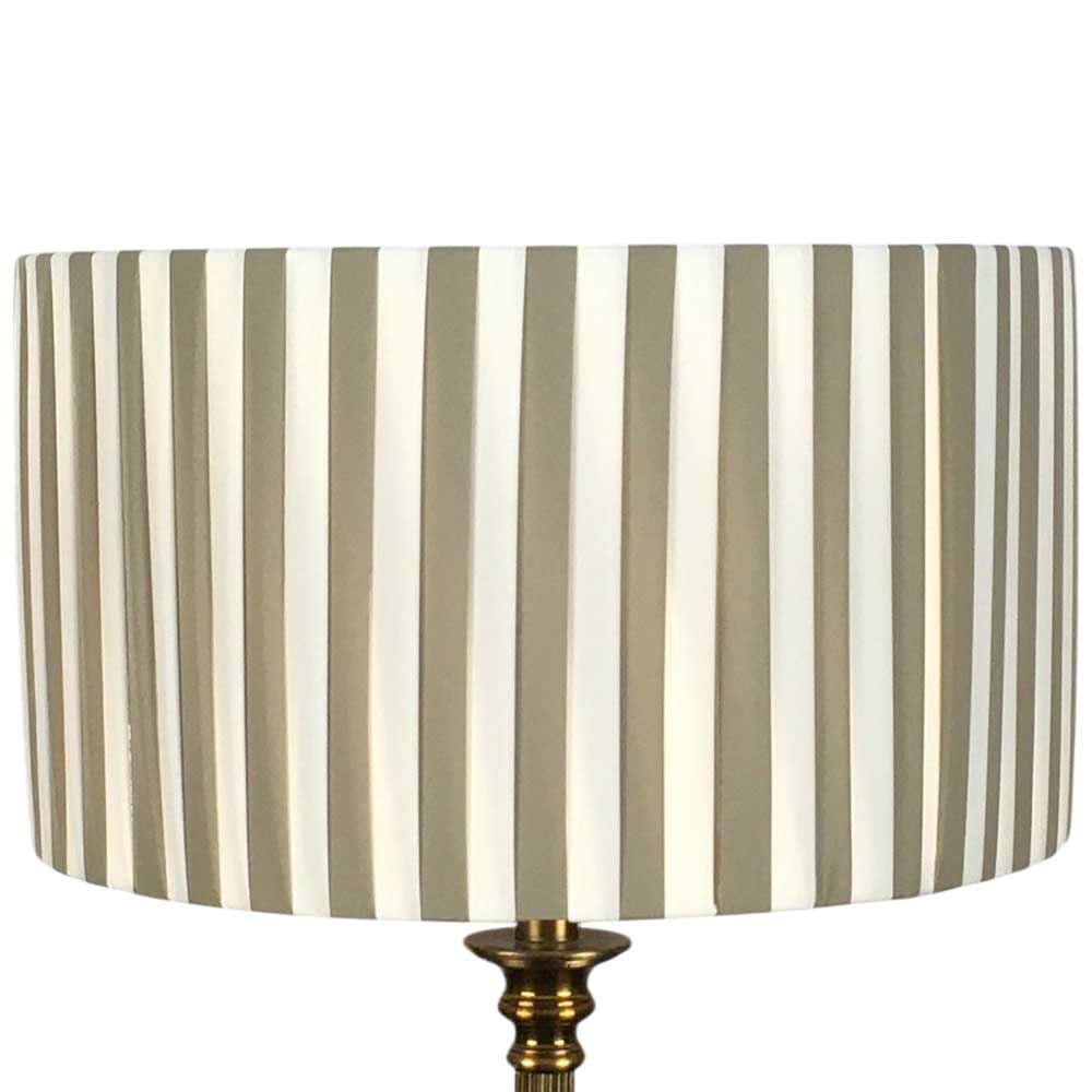 Cream and khaki ribbon wrap daisy pleated lampshade handmade in Devon
