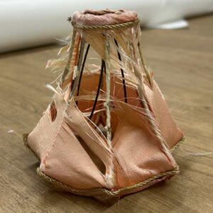 Lampshade Recovering Before Picture showing a Scalloped Candle in need of recovering