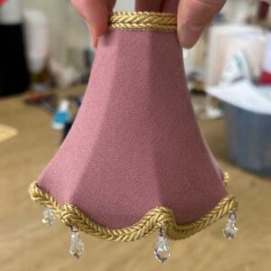 Scalloped bowed candle lampshade recovered
