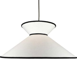 Pavilion Tailored Shade – Linen & Noir designer linen lampshade handcrafted in premium linen with black detailing.