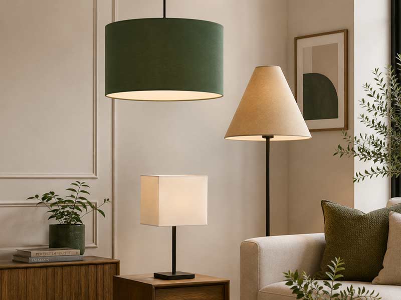 Contemporary Lampshades – Table, Floor and Pendant Styles Contemporary lampshades in drum, cone and square shapes