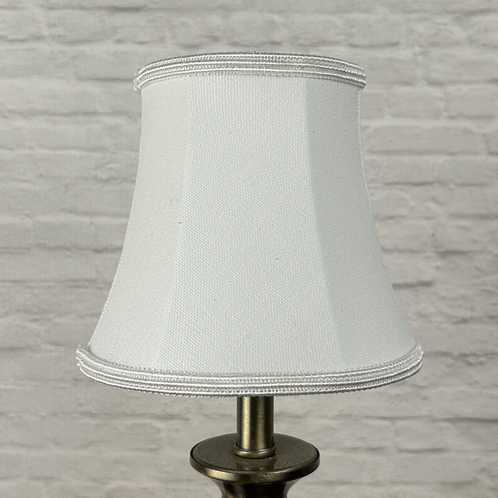 Natural brushed cotton bowed chandelier shade with matching soutache trim unlit