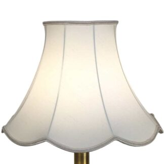 Retro Natural Scalloped Lightshade. made from natural faux silk and finished with a natural soutache