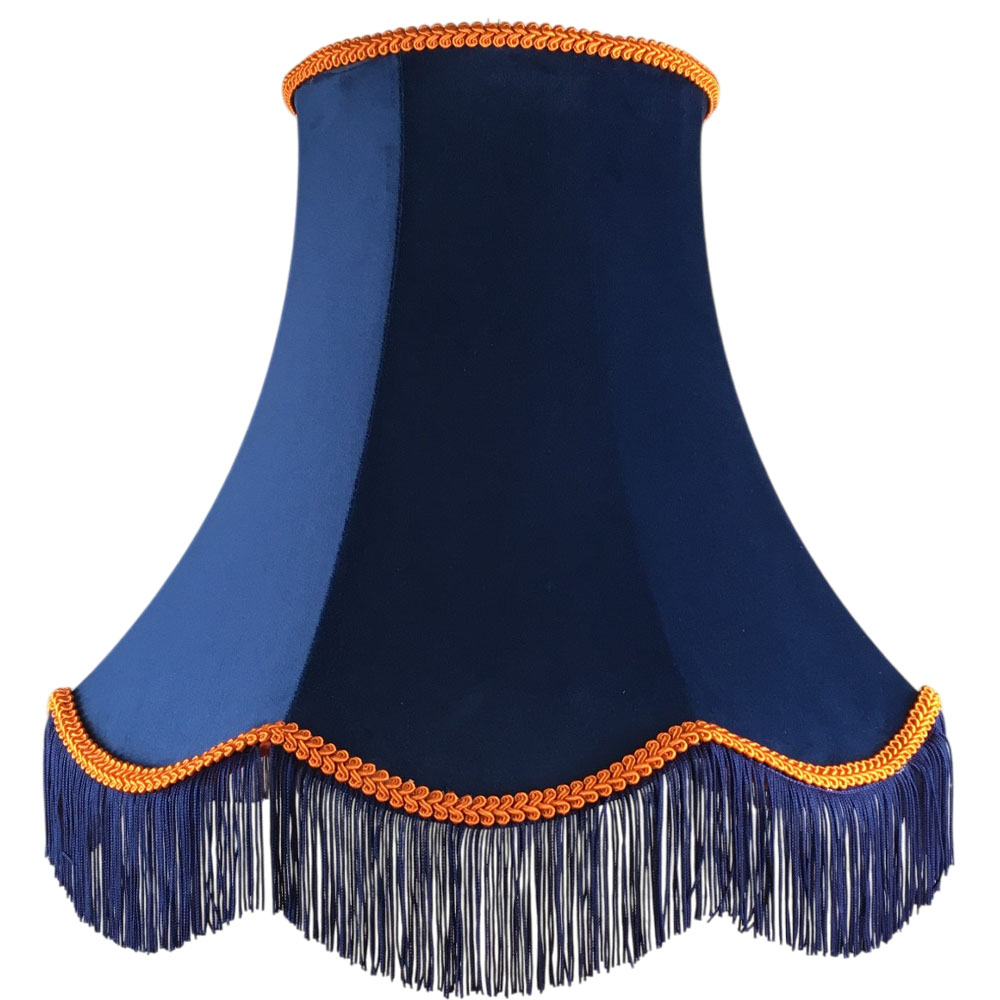 Navy and Orange Scalloped Lampshade