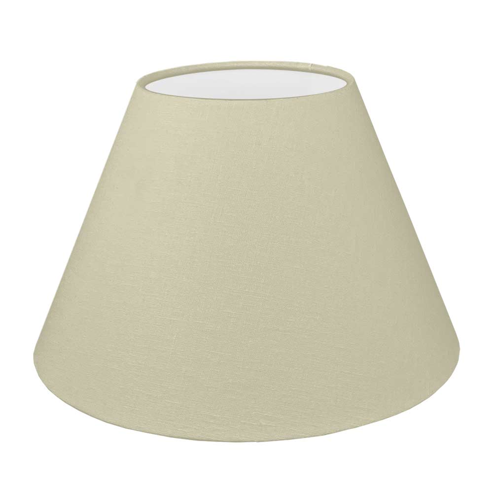 Oat brushed cotton empire lampshade with white PVC lining.