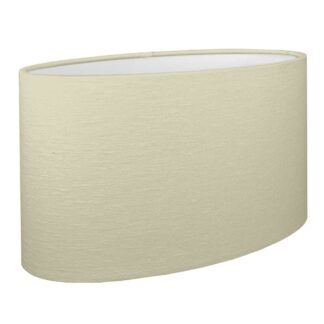Oat brushed cotton oval lampshade with white PVC lining.