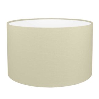 Oat brushed cotton drum lampshade with white PVC lining.