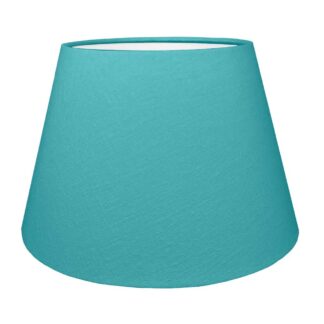 Pacific blue brushed cotton retro drum lampshade with white PVC lining.
