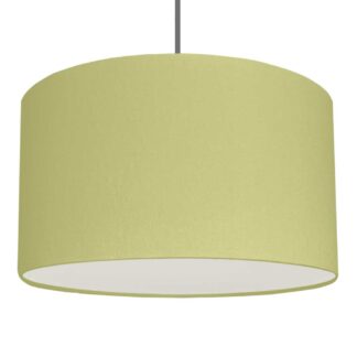 Pear green brushed cotton drum pendant lampshade with diffuser.