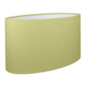 Pear green brushed cotton oval lampshade with white PVC lining.