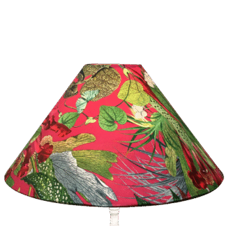 Pink Botanical Coolie Lampshade in Tasmania Cerise velvet