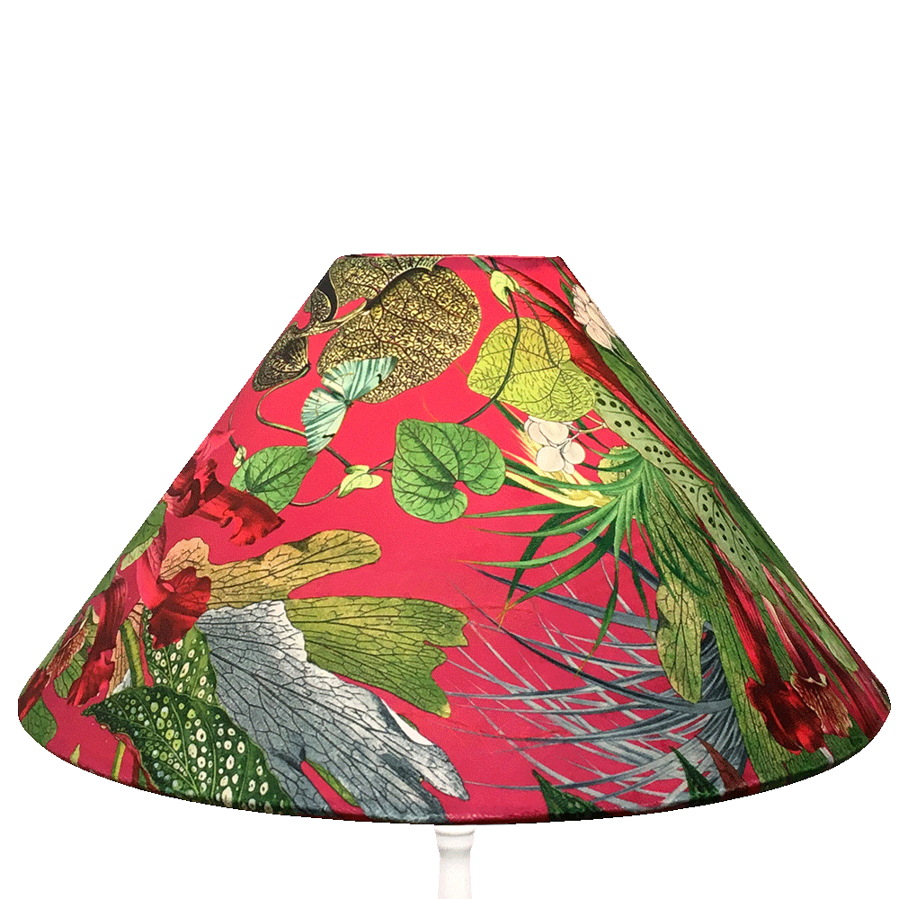 Pink Botanical Coolie Lampshade in Tasmania Cerise velvet