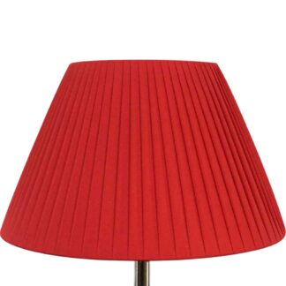Red pleated empire lampshade with elegant gathered fabric finish
