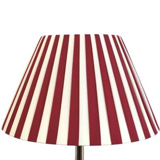Red and cream pleated empire lampshade with elegant gathered fabric finish