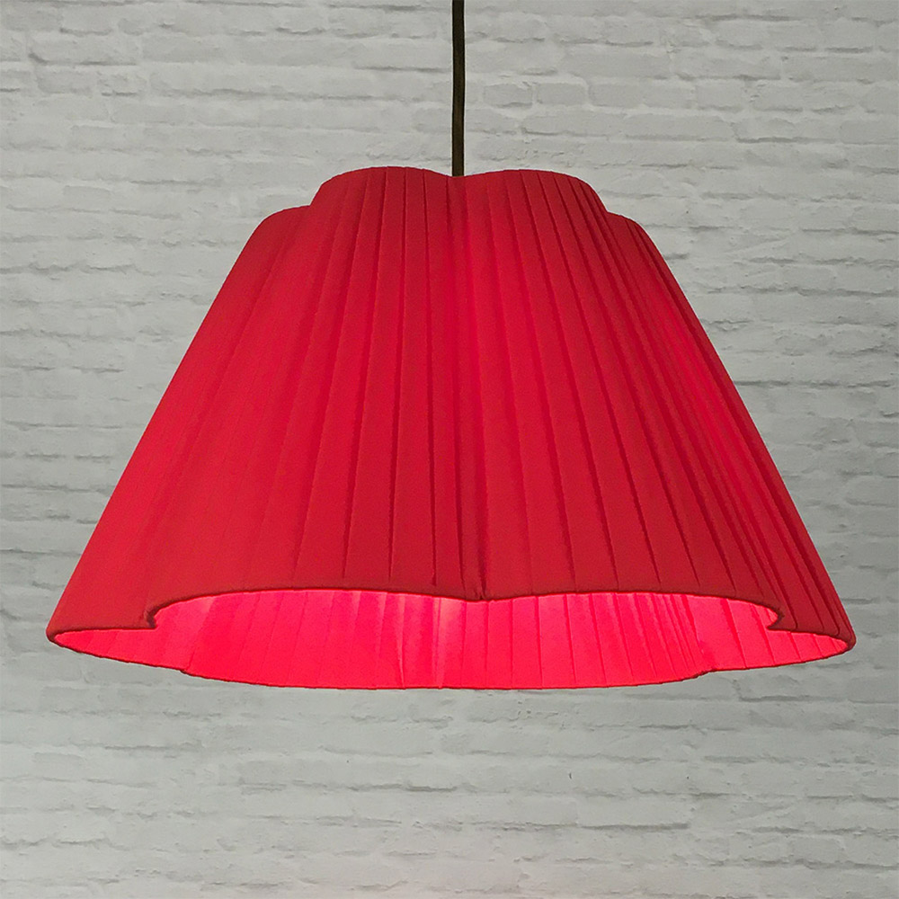 Red Daisy Pleated Pendant Lampshade