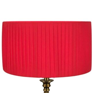 Red drum pleated lampshade handmade in Devon