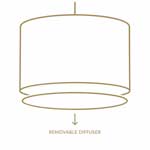 Drum pendant lampshade with removable white diffuser