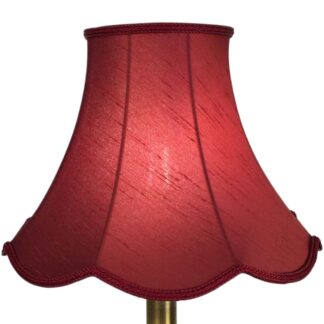 Vintage Ruby Scalloped Lampshade on a Table lamp