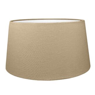 Sand brushed cotton French drum lampshade with white PVC lining.