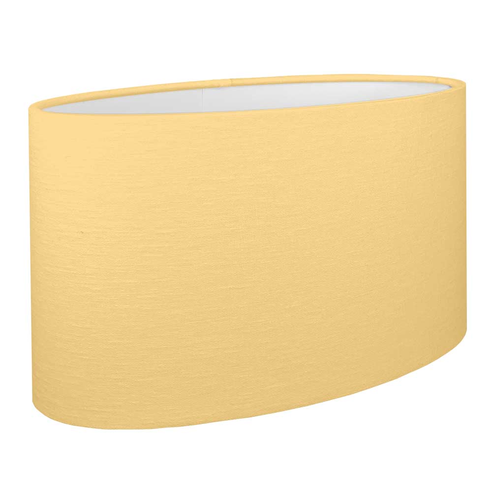 Soft Gold brushed cotton oval lampshade with white PVC lining.