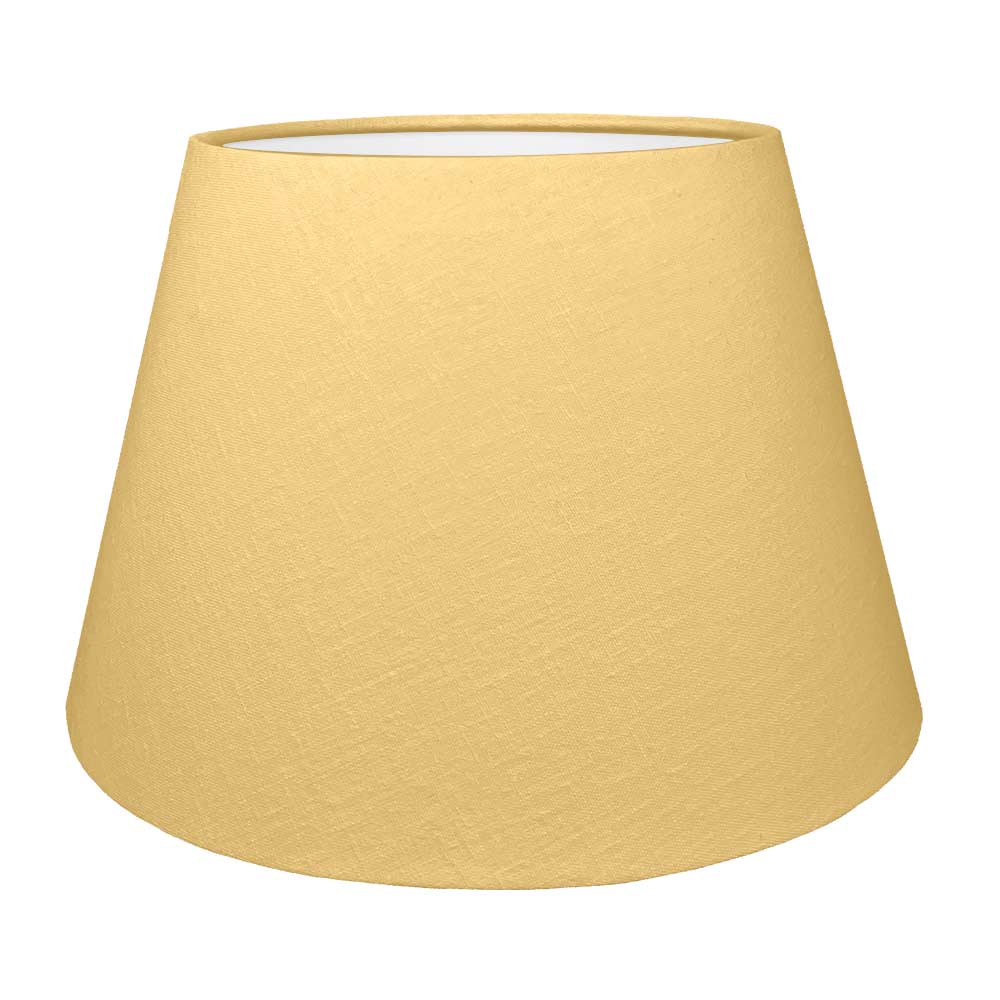 Soft Gold brushed cotton retro drum lampshade with white PVC lining.